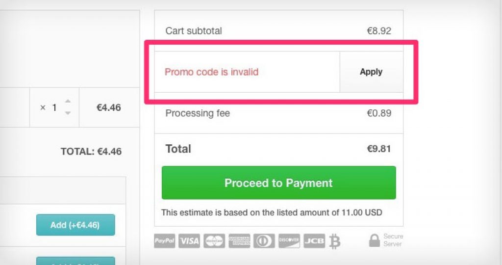 Promo code is invalid Promo code is invalid