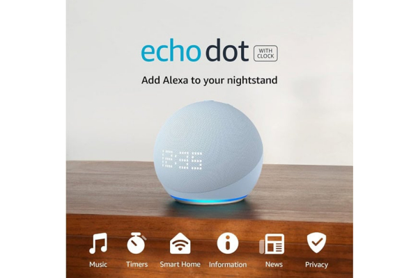 Amazon Echo Dot (5th Gen) with Clock – Cloud Blue