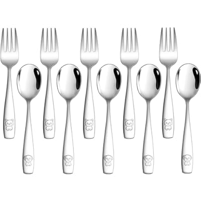 10 Pieces Toddler Silverware Set, Stainless Steel Kids Silverware Set, Metal Baby Utensils…