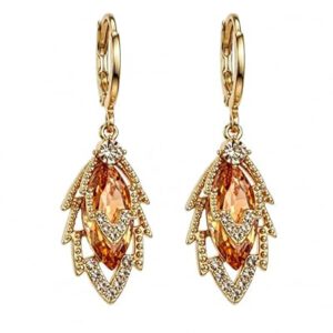 14K Gold Plated Dangle Drop Earrings, Hypoallergenic Cubic Zirconia Crystal Teardrop
