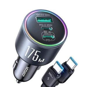 175W Super Fast Car Charger [GaN] 3-Port Car Charger USB C Fast Charge
