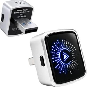 2-in-1 Wireless CarPlay Android Auto Adapter, Wired Car Only, Not BMW Tesla…