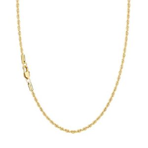 2mm Rope Chain 925 Sterling Silver Chain Necklace for Women, 14K Gold Plated…