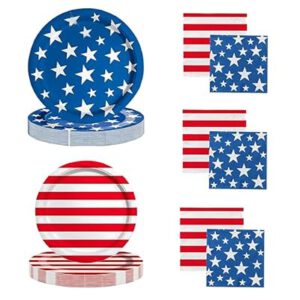 4th of July Party Supplies Set 100PCS American Flag Disposable Paper Plates &…