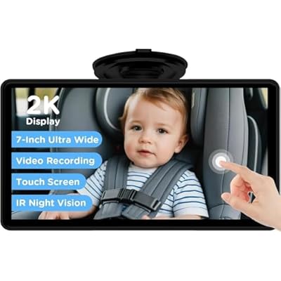 7″ Touchscreen Baby Car Mirror, View Infant in Rear Facing Seat…