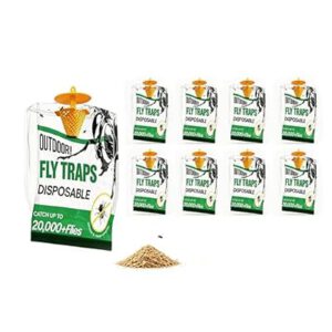 9 Pack Disposable Fly Traps Outdoor Hanging Add Water – Portable Fly Catcher…