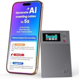 AI Voice Recorder, Smart Digital Audio Recorder Meeting Card (Deep Gray)