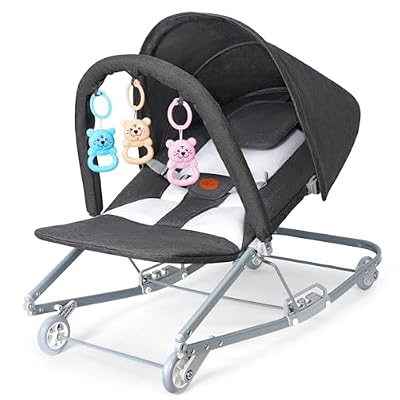 Baby Bouncer with Canopy, 2-Mode Rocking & Rolling Infant Bouncer Seat…