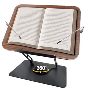 Book Stand for Reading, Adjustable Book Holder with 360°Rotating Bases…