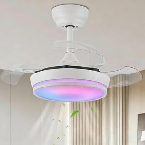 Ceiling Fan with Light Chandelier Fan Modern Fandelier Dimmable LED 6-Spe…