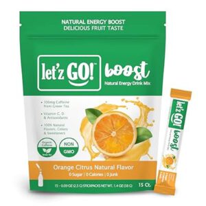 Clean Energy Drink Mix – Natural Caffeine Packets, Vitamins C + D…