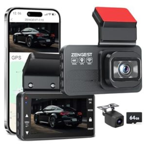 Dash Cam Front and Rear, 4K+1080P FHD Dual Camera…