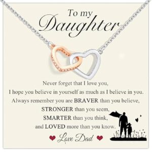 Daughter Necklace Gift from Dad Mom – 925 Sterling Silver Love Heart Pendant Neck…