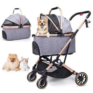 Dog Stroller for Dogs – 3 in 1 Pet Stroller with Detachable Storage Basket…