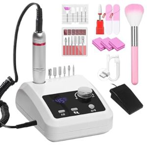 Electric Nail Drill Professional: 45000 RPM Nail File Kit Machine with LCD Dis…