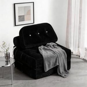 Folding Sofa Bed, Flannel Futon Couch Bed with Pillow and Blanket…