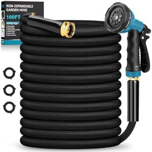Garden Hose 100FT Non-Expanding, Lightweight Hose With 10-Function Nozzle