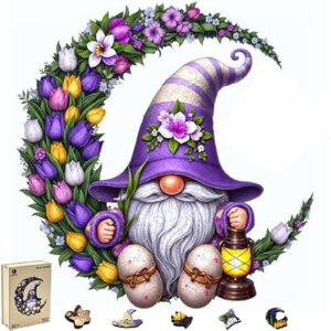 Gnome Wooden Puzzles for Adults, Flower Tulip Unique Shape Wooden Jigsaw…
