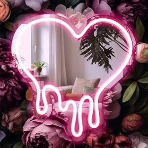 Heart Neon Sign – Heart-Melting Wall Decor, USB Powered LED Light in Pink…
