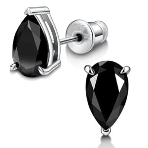 Hitlinker Silver/Black Moissanite Stud Earrings for Mens/Women