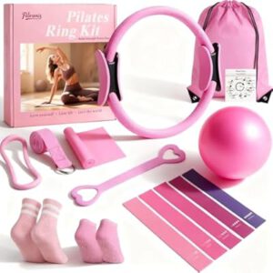 Home Pilates Essentials Kit for Women Pink Ring and Ball Pilates Set Equipment…