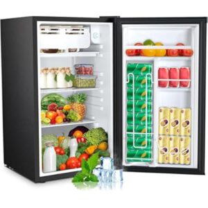 Mini Fridge with Freezer, Reversible Door Compact Refrigerator with 7-Sp…