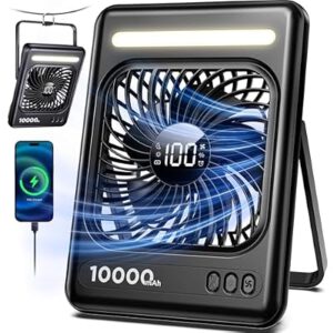 Portable Travel Fan, 5 Speeds Strong Wind Cruise Fan with LED Lantern…