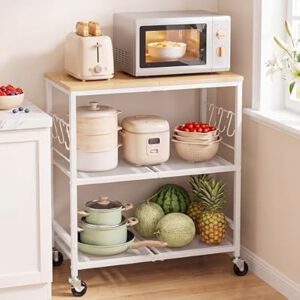 Rolling Kitchen Microwave Cart, 3-Tier Cart with Lockable Casters…