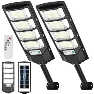 Solar Lights Outdoor 2 Pack, 320° Wide Angle Street Lights Outdoor Waterproof…