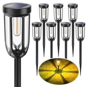 Solar Lights Outdoor 8 Pack, Solar Pathway Lights