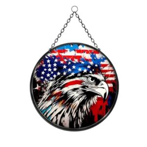 Stained Acrylic Suncatcher Window Hanging : Patriotic Eagle Round Celestial…