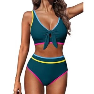 Women High Waisted Bikini Sets 2026 | Color Block, Tie Knot…