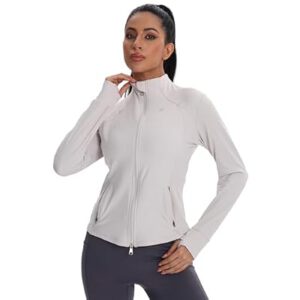 Women’s Slim Fit Full Zip Workout Jacket – Lightweight Yoga & Running Top