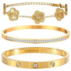 18K Gold Plated Bangle Bracelet Set