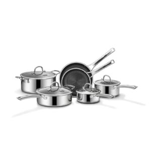 Pots and Pans Set Non Stick, 10 Pcs Hybrid Stainless Steel Cookware Sets…