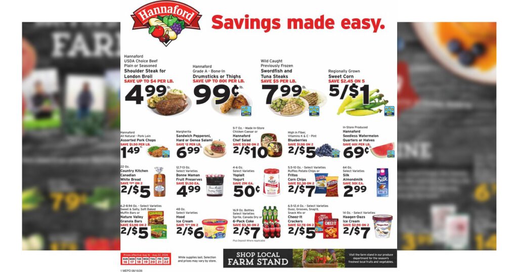 Hannaford Flyer (7/12/26 – 7/18/26) weekly ad Aug 16 – Aug 22, 2026